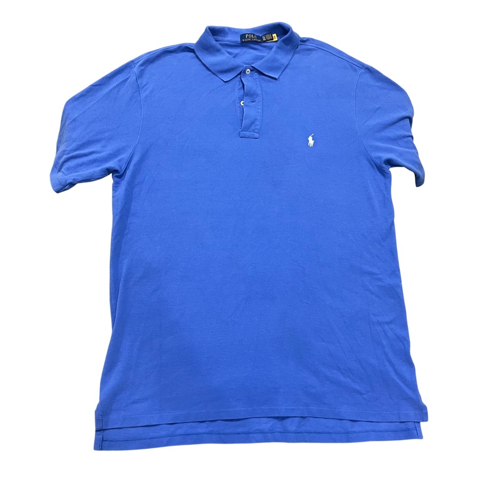 Polo Ralph Lauren Mens XLT Tall Blue Cotton Pique Short Sleeve Polo Shirt Pony - Picture 3 of 5